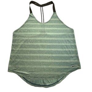Nike Green T Back Elastica Elevate Striped Tank- Size L